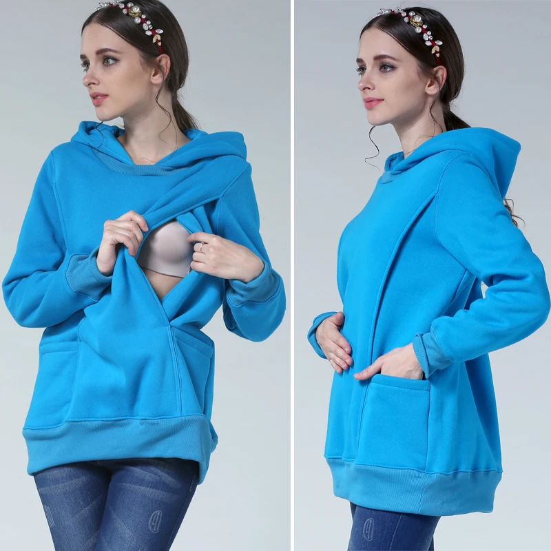 Pregnancy Loose Nursing Hoodies Sweater Winter Thickening Maternity Clothes Hoodies Breastfeeding Tops for Pregnant Women - Image 6
