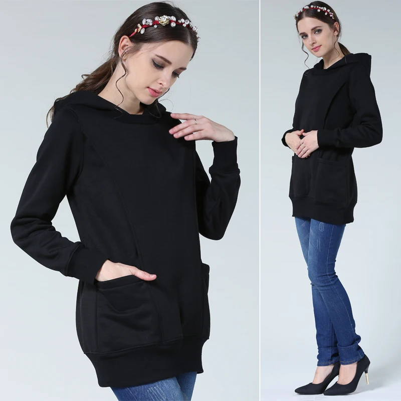Pregnancy Loose Nursing Hoodies Sweater Winter Thickening Maternity Clothes Hoodies Breastfeeding Tops for Pregnant Women - Image 5