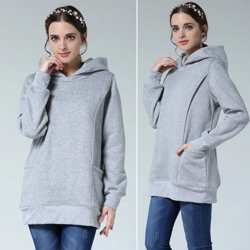 Pregnancy Loose Nursing Hoodies Sweater Winter Thickening Maternity Clothes Hoodies Breastfeeding Tops for Pregnant Women - Image 2