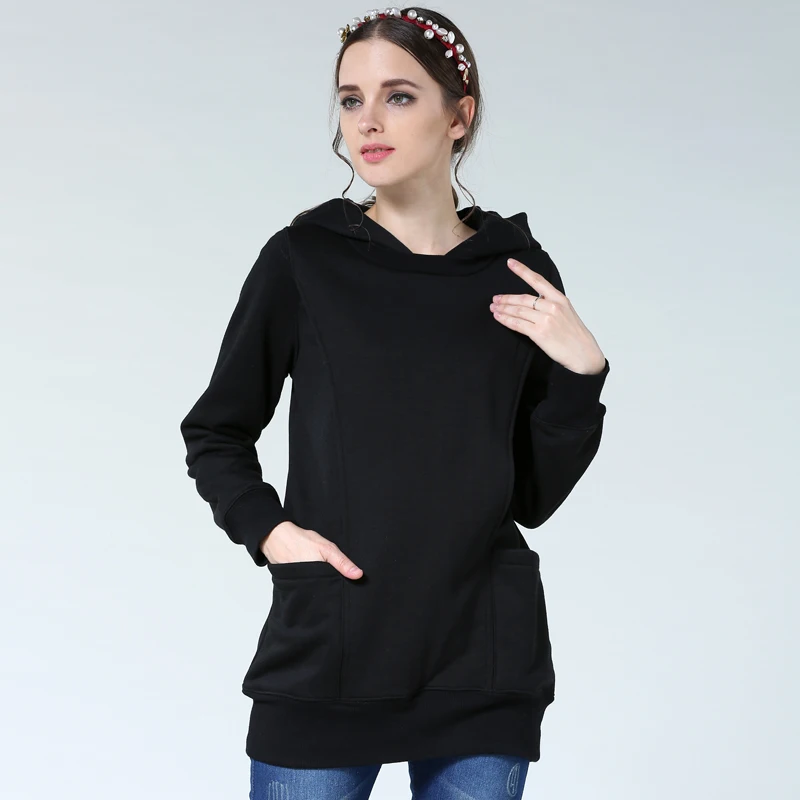 Pregnancy Loose Nursing Hoodies Sweater Winter Thickening Maternity Clothes Hoodies Breastfeeding Tops for Pregnant Women - Image 4