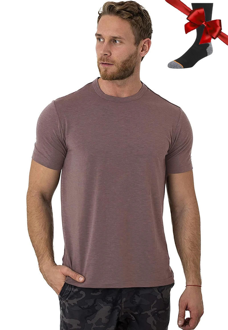 100% Superfine Merino Wool T Shirt Mens Base Layer Shirt Merino Wool Wicking Breathable Quick Dry Anti-Odor +Merino Wool Socks - Image 2