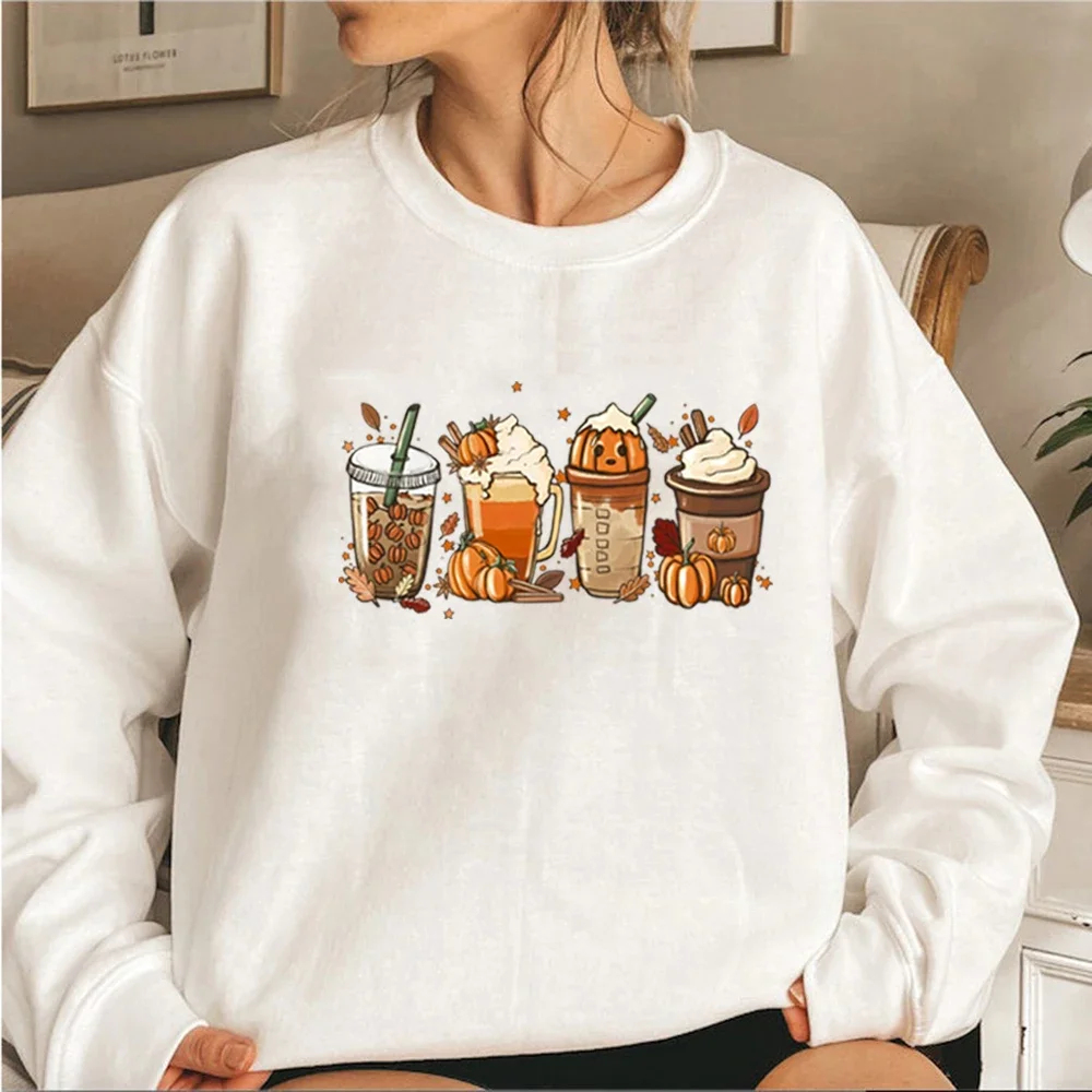 Fall Coffee Sweatshirt Cute Fall Hoodie Thanksgiving Sweatshirt Halloween Hoodies Women Clothes Coffee Lover Pullovers Tops - Image 2