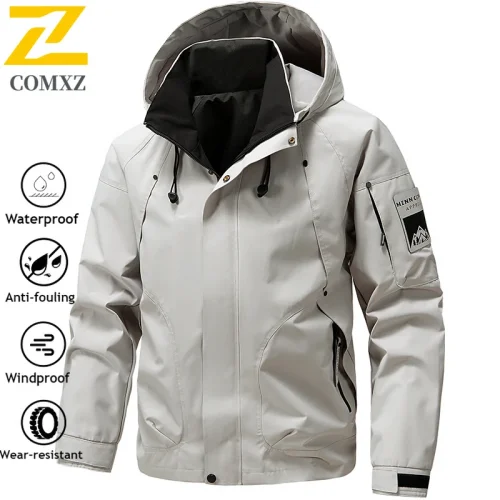 Gorpcore Men's Rainproof Fishing Jacket Autumn Large Size Windproof Windbreaker Men Camping Hunting Running Sports Hooded Coat