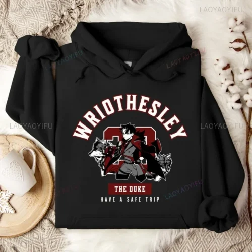 Fashion Wriothesley Themed Unisex Hoodie Black Genshin Impact Apparel Hoody Hoodies Classic Vintage Anime Apparel Otaku Hoodies