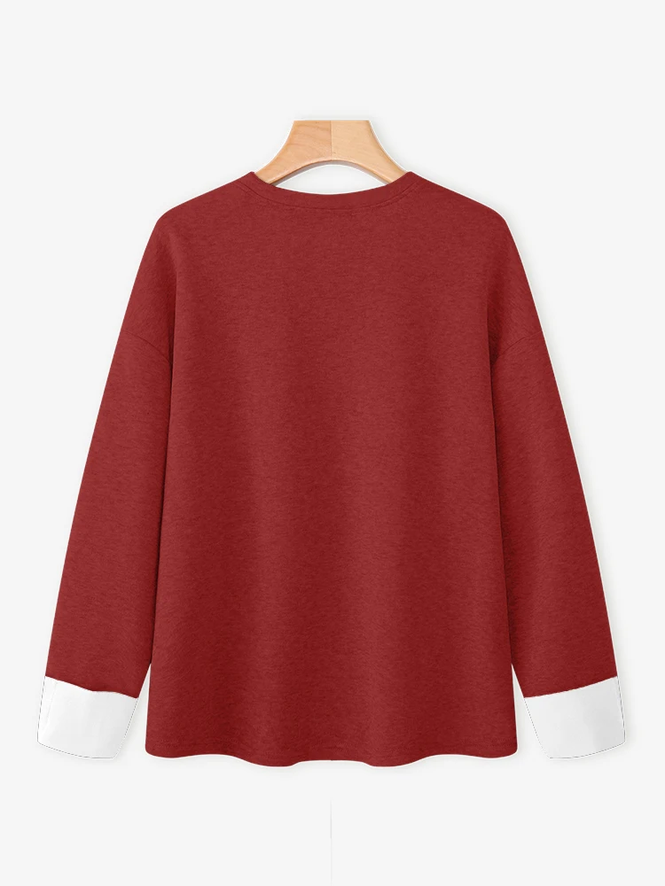 ZANZEA Women Pullovers Sweatshirts 2025 Autumn Jumpers Patchwork Winter Tops Fashion Long Sleeve Blusas Sweatshirt Clothing - Image 5