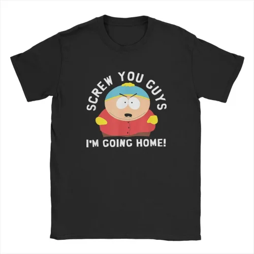 Men Souths Parks Cartman Screw You Guys T Shirts Funny Cartoon Cute Comic Pure Cotton Casual Short Sleeve O Neck Tee T-Shirts