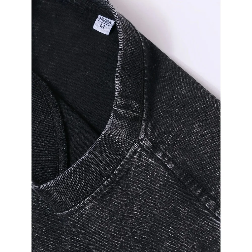 EWHEuropean and American rock grace three-day band, washed distressed T-shirt, short sleeve loose Graphic Short Sleeve Shirt - Image 3