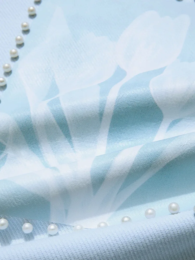 I BELIEVE YOU Blue Loose Hoodies Women Nail Bead Print Round Neck 2024 Autumn New Fresh Tops Soft Knitwears Jumper CWY245464A - Image 5