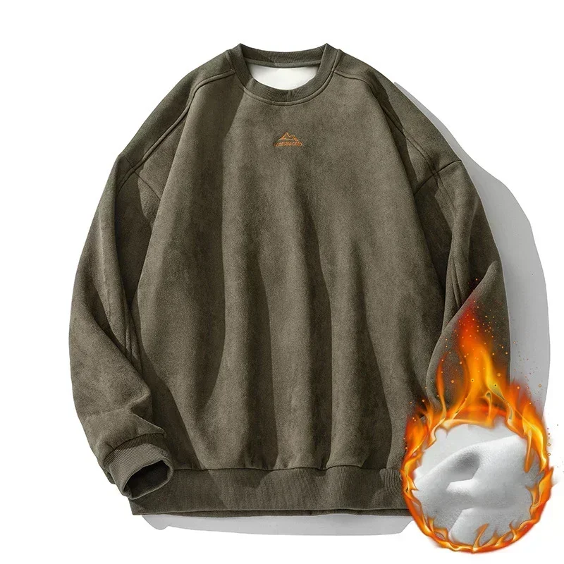 TFETTERS Chamois Leather Sweatshirt for Men Fleece 2025 Autumn Winter Warm O Neck Couples Pullover Outdoors Fashion Male Clothes - Image 6