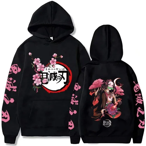 2025 Harajuku Demon Slayer Plus Size Hoodie Kamado Nezuko Graphic Print Women Sweatshirts Long Sleeve Fashion Female Streetwear