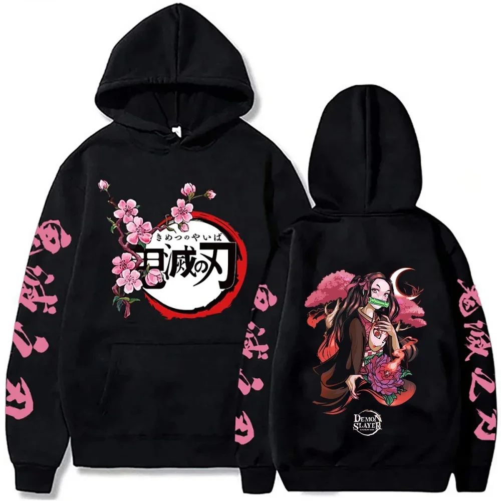 2025 Harajuku Demon Slayer Plus Size Hoodie Kamado Nezuko Graphic Print Women Sweatshirts Long Sleeve Fashion Female Streetwear