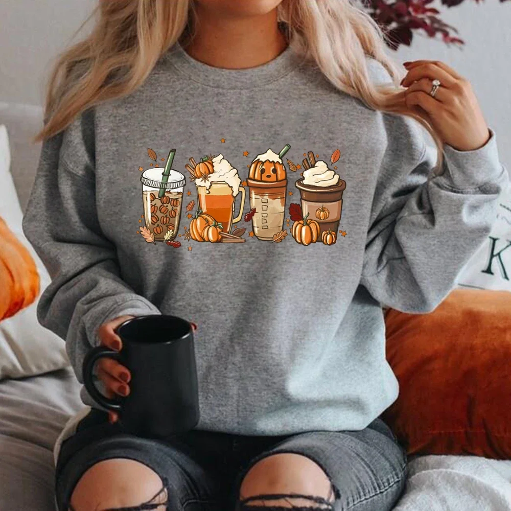 Fall Coffee Sweatshirt Cute Fall Hoodie Thanksgiving Sweatshirt Halloween Hoodies Women Clothes Coffee Lover Pullovers Tops - Image 6