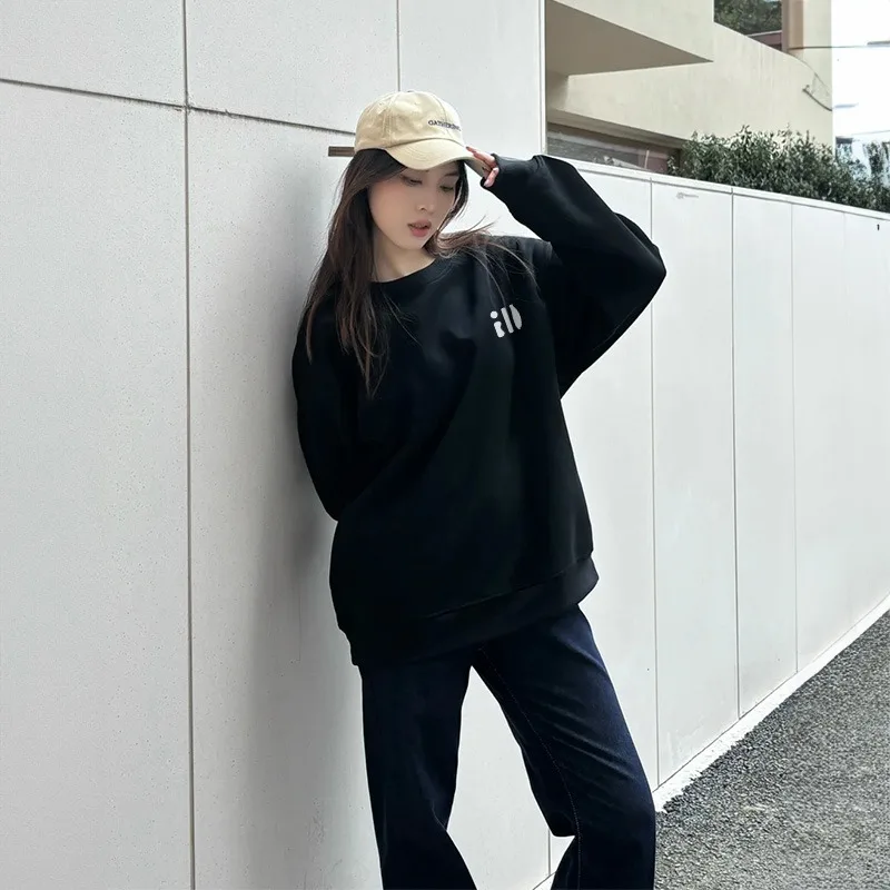 White Gray Round neck Hoodie Women Autumn Winter 2025 New Oversize Thicken Sweatshirt Casual Loose Warm Y2K Top Female Pullover - Image 4