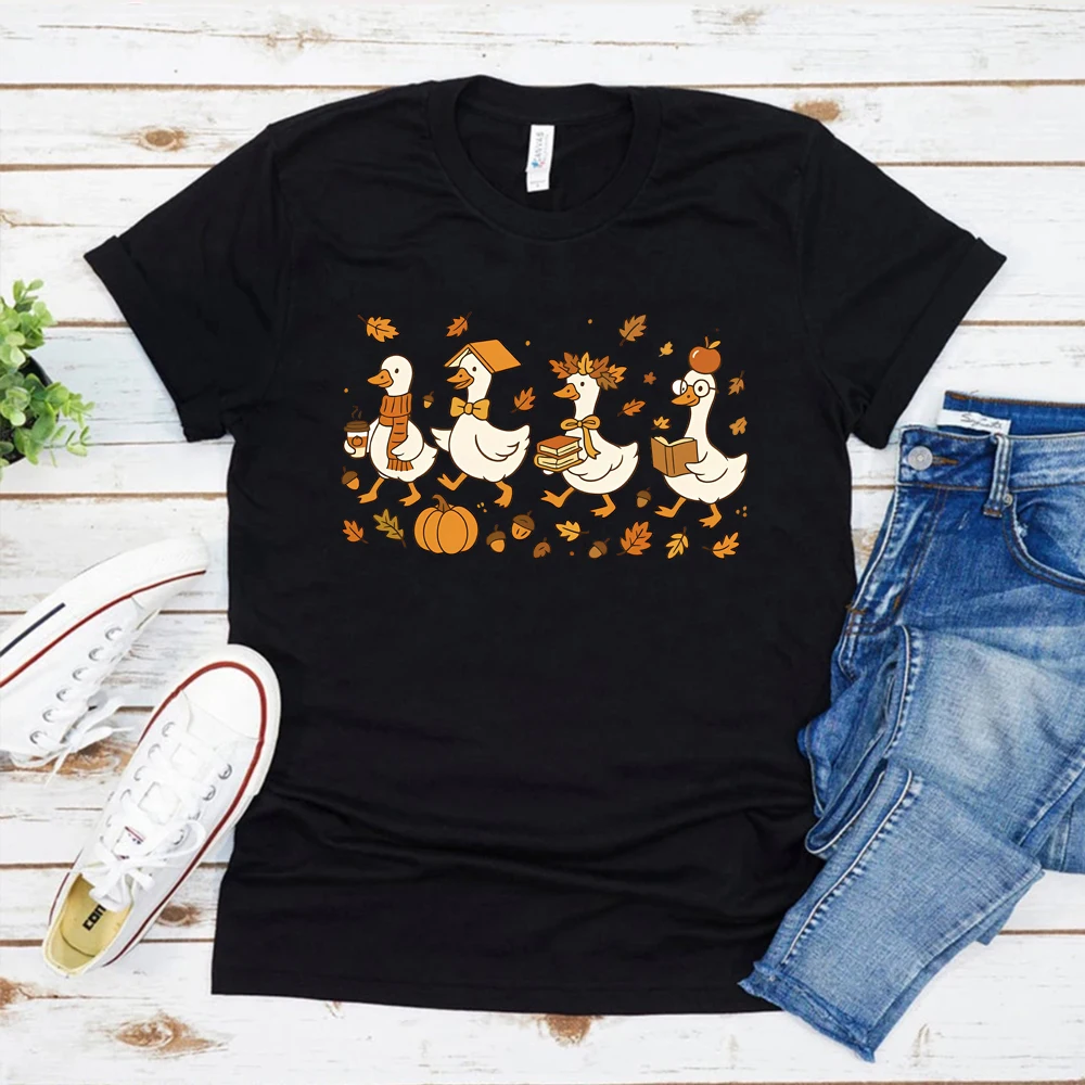 Fall Goose Shirt Teacher Kindergarten T-Shirt Goose Preschool Teacher Shirts Autumn First Grade Back To School Thanksgiving Tops - Image 2