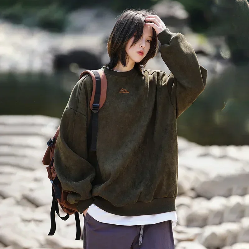 TFETTERS Chamois Leather Sweatshirt for Men Fleece 2025 Autumn Winter Warm O Neck Couples Pullover Outdoors Fashion Male Clothes - Image 2